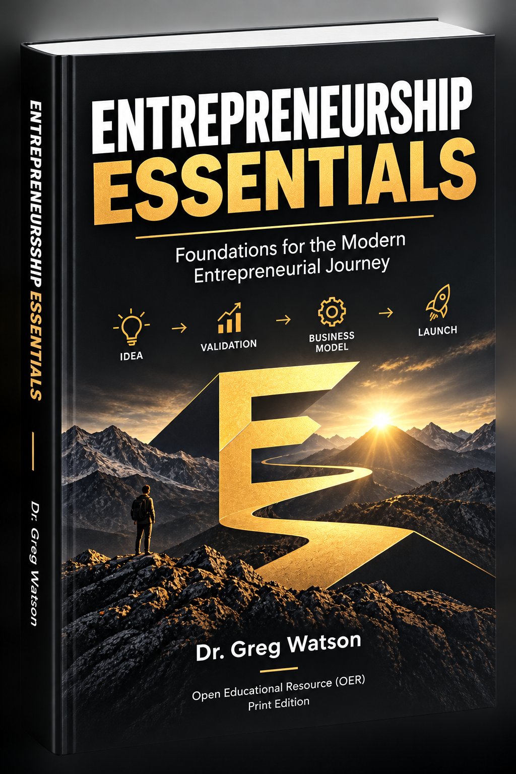 Entrepreneurship Essentials book cover (mockup)